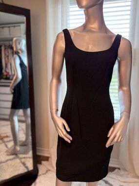 Vintage Guess Georges Marciano Black Wool Sleeveless Sheath Dress Size 6